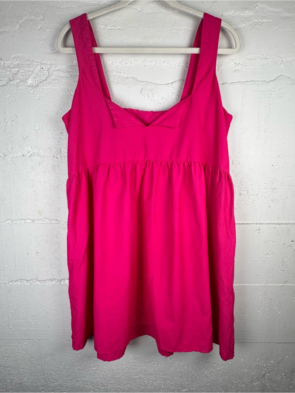 Anthropologie Daily Practice Sleeveless Split Neck Mini Dress Fusia Hot pink S